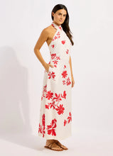 Seafolly Mayflower Halter Maxi Dress in Ecru/Cosmo Red