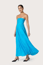 Lusana Talia Pintuck Linen Maxi Dress in Caribbean Blue