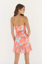 Hutch Rowyn Dress in Sky/Coral Layered Outline Peonies