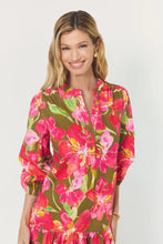 Hutch Tamia Dress in Olive/Multi Watercolor Vivid Orchids