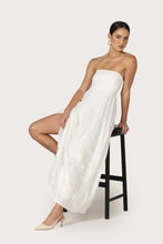 Lusana Talia Pintuck Linen Maxi Dress in White