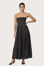 Lusana Talia Pintuck Linen Maxi Dress in Coffee