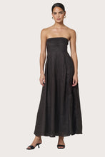 Lusana Talia Pintuck Linen Maxi Dress in Coffee