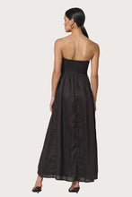 Lusana Talia Pintuck Linen Maxi Dress in Coffee