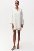 Exquise Bernice Long Sleeve Linen Mini Dress in Bone