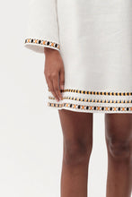 Exquise Bernice Long Sleeve Linen Mini Dress in Bone