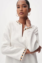 Exquise Bernice Long Sleeve Linen Mini Dress in Bone
