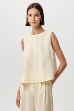 Exquise Almira Crew Neck Linen Blouse in Butter Yellow
