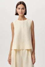 Exquise Almira Crew Neck Linen Blouse in Butter Yellow