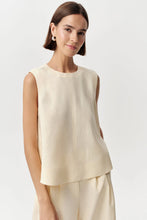 Exquise Almira Crew Neck Linen Blouse in Butter Yellow