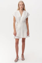 Exquise Callanne V Neck Cap Sleeve Linen Dress in Ecru