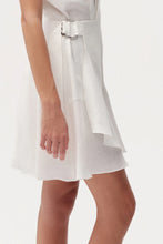 Exquise Callanne V Neck Cap Sleeve Linen Dress in Ecru