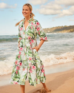 Tommy Bahama Hibiscus Print Midi Dress