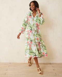 Tommy Bahama Hibiscus Print Midi Dress