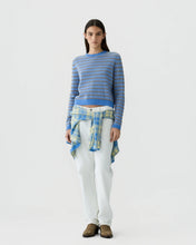 Guest In Residence Pebble Stripe Shrunken Crew in Delft Blue Combo