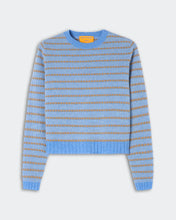 Guest In Residence Pebble Stripe Shrunken Crew in Delft Blue Combo
