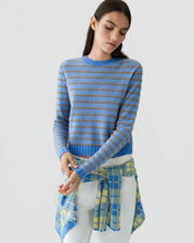 Guest In Residence Pebble Stripe Shrunken Crew in Delft Blue Combo