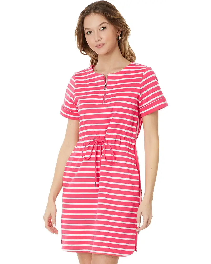 Tommy Bahama Pink Stripe Drawstring Waist Dress