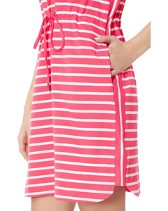 Tommy Bahama Pink Stripe Drawstring Waist Dress