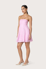 Lusana Talia Pintuck Linen Mini Dress in Slipper