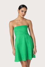 Lusana Talia Pintuck Linen Mini Dress in Kelly Green