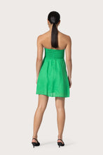 Lusana Talia Pintuck Linen Mini Dress in Kelly Green