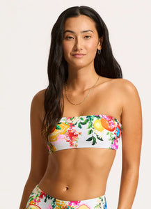 Seafolly High Waisted Bandeau Postcard Print Bikini