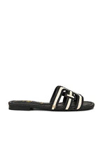 Sam Edelman Bay Multicolor Slide Sandal in Black & Linen