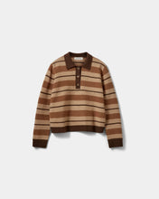 Striped Knit Polo in Brown Multi
