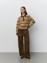 Striped Knit Polo in Brown Multi