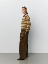 Striped Knit Polo in Brown Multi