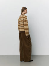 Striped Knit Polo in Brown Multi