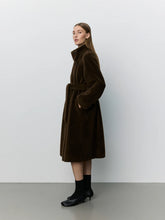 Wool Fur Coat in Dark Brown