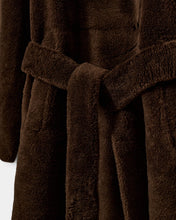 Wool Fur Coat in Dark Brown