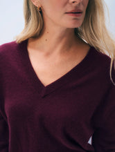 White & Warren Cashmere V Neck in Sangria