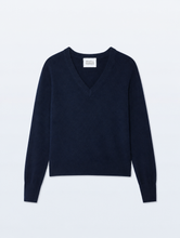 White & Warren Cashmere V Neck in Deep Navy