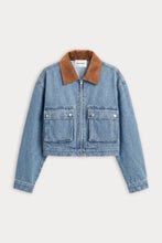 Good American Denim Swing Cropped Jacket in Amber