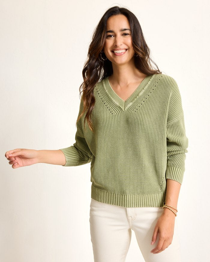 Tommy Bahama Thyme Salt Wash V Neck Knit Sweater