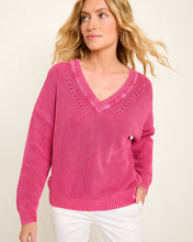 Tommy Bahama Magenta Salt Wash V Neck Knit Sweater