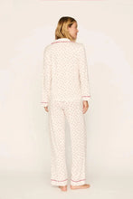 Eberjey Gisele Printed Long PJ Set in Mini Bow Ivory/Holly Red
