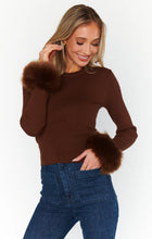 Show Me Your Mumu Chocolate Ribbed Top w/ Faux Fur