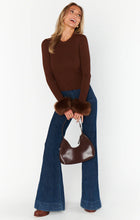 Show Me Your Mumu Chocolate Ribbed Top w/ Faux Fur