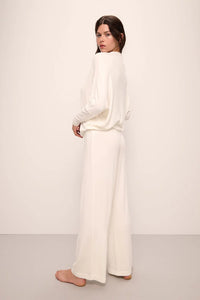 Eberjey Cozy Ivory Wide Leg Pant