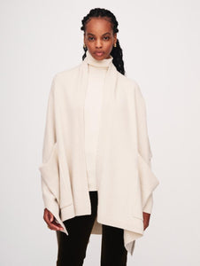 White + Warren Cashmere Blend Ivory Open Poncho