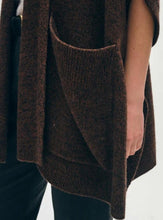 White + Warren Cashmere Blend Brown/Black Open Poncho