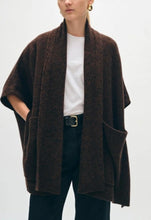 White + Warren Cashmere Blend Brown/Black Open Poncho