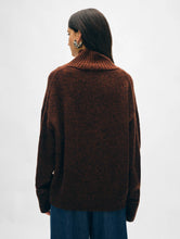 White + Warren Cashmere Blend Standneck Brown/Black Sweater