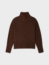 White + Warren Cashmere Blend Standneck Brown/Black Sweater