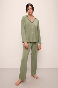 Eberjey Ribbed Soft Green Long PJ Set