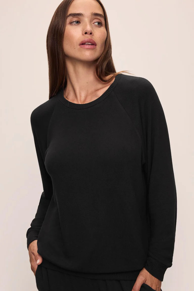 Eberjey Cozy Time Black Crew Neck Pullover